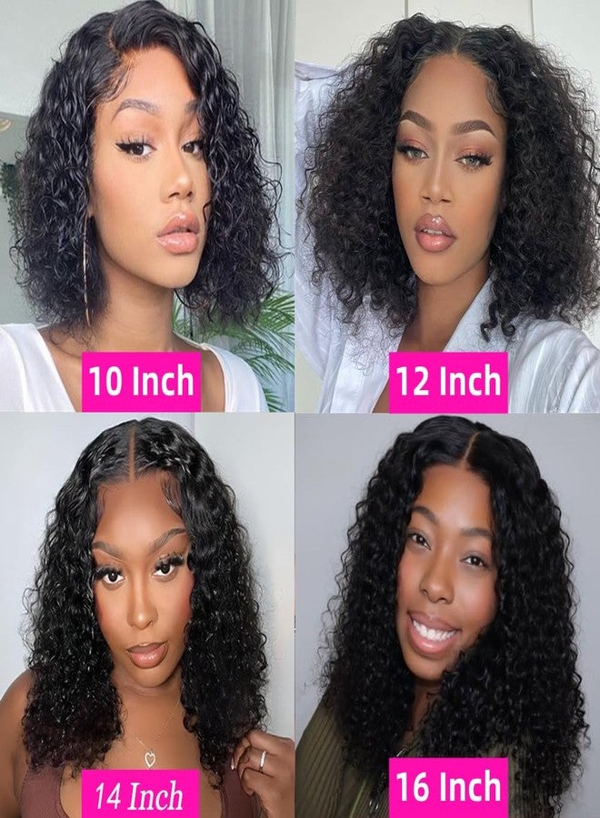 Superfect Bob Wig Human Hair 10 Inch 13x4 Deep Curly Lace Front Wigs for Black Women 180% Density Short Deep Wave Bob Wigs Transparent Pre Plucked Frontal Wigs Human Hair - Image 5